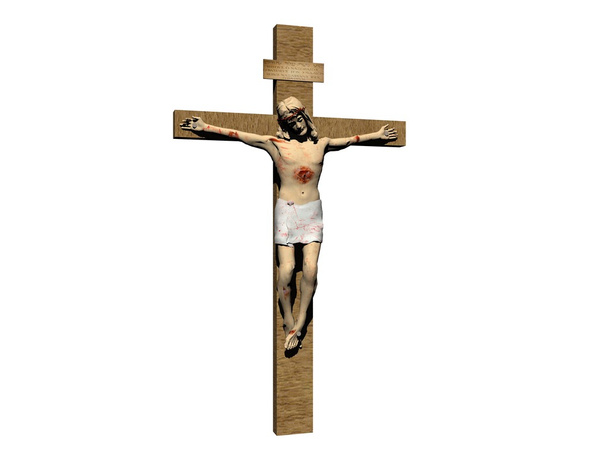 Kreuz mit Jesus - 3D-Darstellung - Foto, Bild