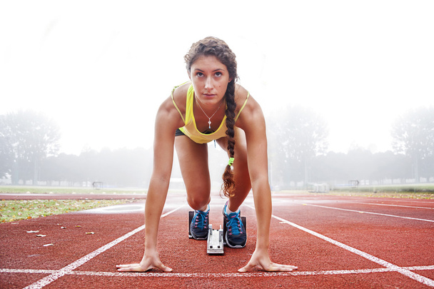 athlete on the starting blocks - Foto, Imagen