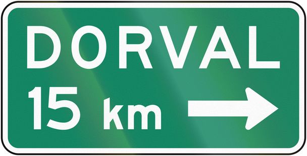 Znak kierunku Dorval w Kanada - Zdjęcie, obraz