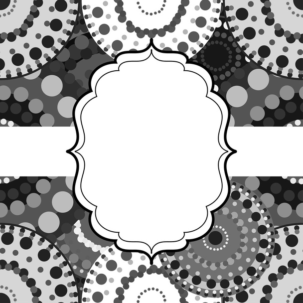 Patterned frame background invitation circular ornament grey bla - Vector, Imagen