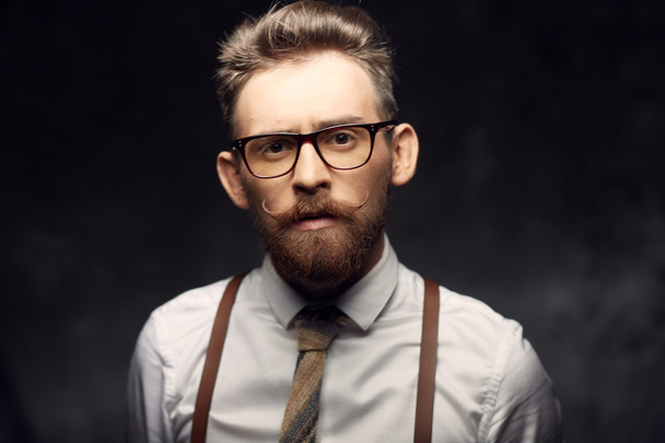 emotional man with mustaches and beard - Zdjęcie, obraz