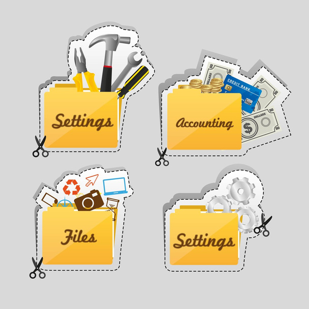 Labels of different types of icons - Vector, Image