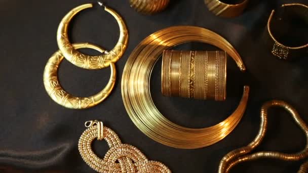 Set of Beautiful Oriental gold jewelry (Indian, Arab, African, Egyptian) - Footage, Video