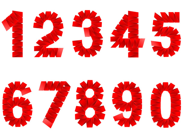 Números conjunto plegado signo de papel
 - Vector, Imagen
