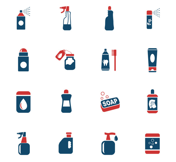 household chemicals icon set - Vector, Image