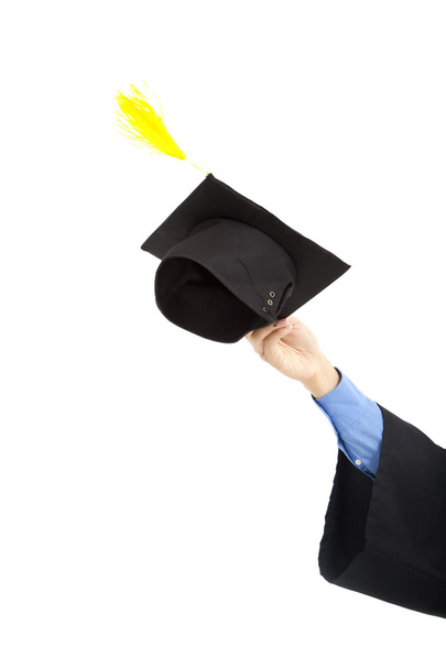 χέρι του αποφοιτούν φοιτητή με καπάκι - Φωτογραφία, εικόνα