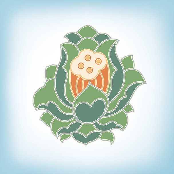 Китайський віртуальний po фазний набір квітів: lotus, paeonia suffruticosa - Вектор, зображення