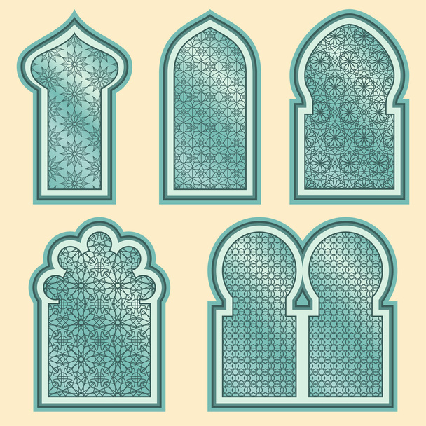 Set de ventanas árabes o islámicas. Ilustración vectorial
. - Vector, imagen
