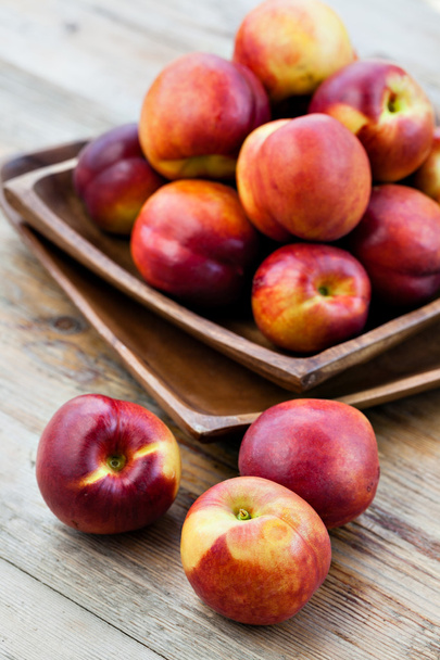 fresh peaches on wood background - Photo, Image