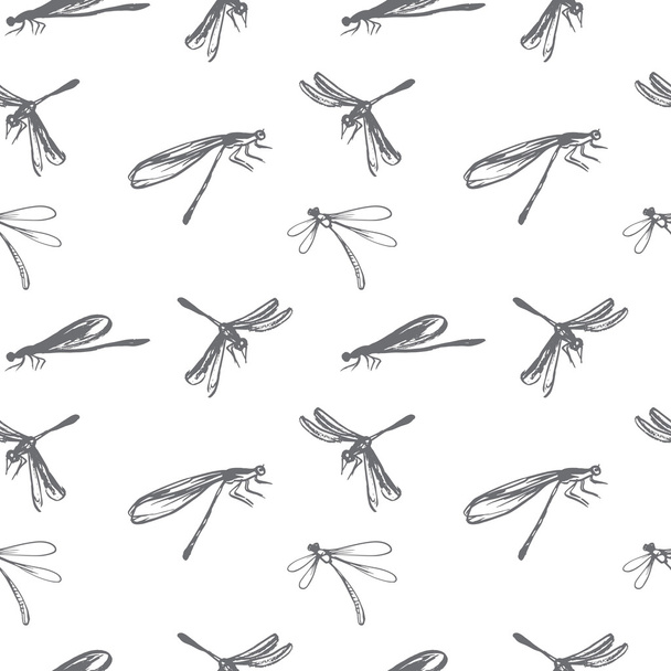 Seamless pattern with dragonflies - Vetor, Imagem