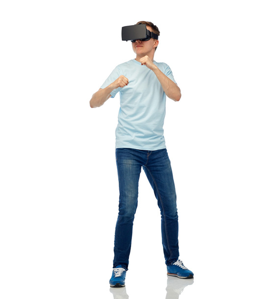 man in virtual reality headset or 3d glasses - Фото, изображение