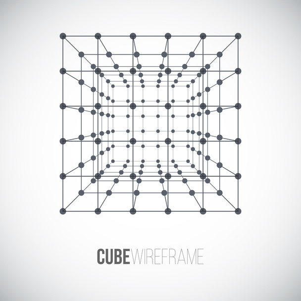 Каркасна сітка куб
 - Вектор, зображення