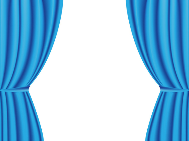 Cortina azul abierta sobre fondo blanco. Vector
 - Vector, imagen