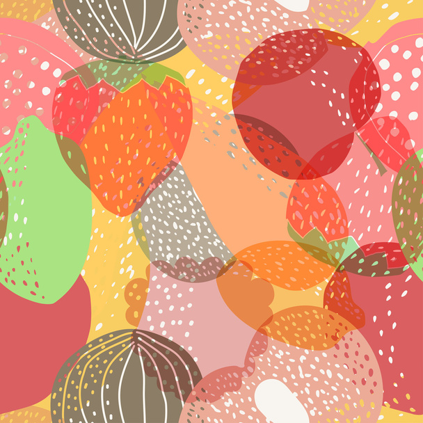 Bright seamless pattern with fruit. Colorful seamless pattern wi - Vettoriali, immagini