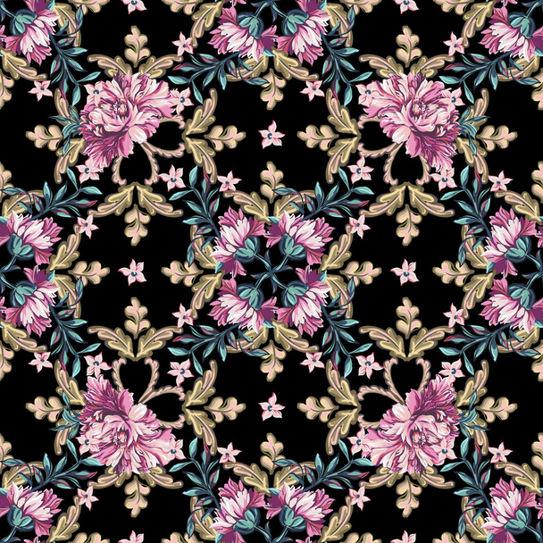Floral seamless pattern in baroque style. - Vektor, Bild