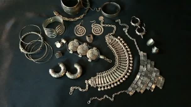 Set of Beautiful Oriental Silver jewelry (Indian, Arab, African, Egyptian) - Footage, Video