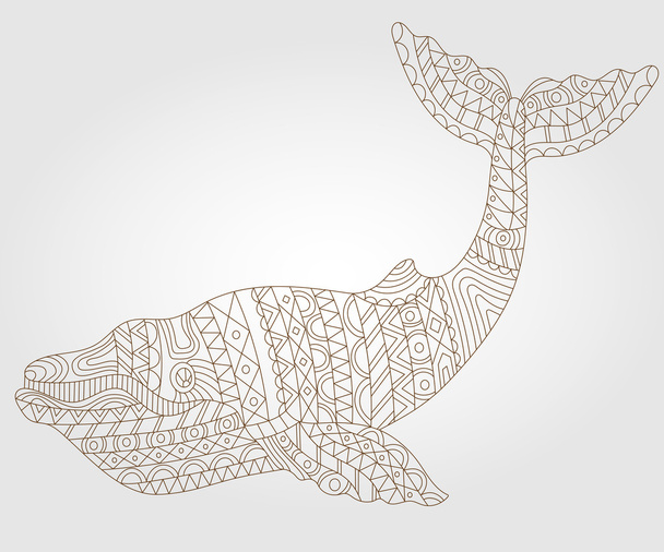 Ilustracja kontur streszczenie wieloryba, ciemny kontur na jasnym tle - Wektor, obraz