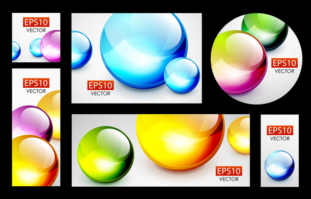 Colorful vector 3d sphere banners - Vecteur, image
