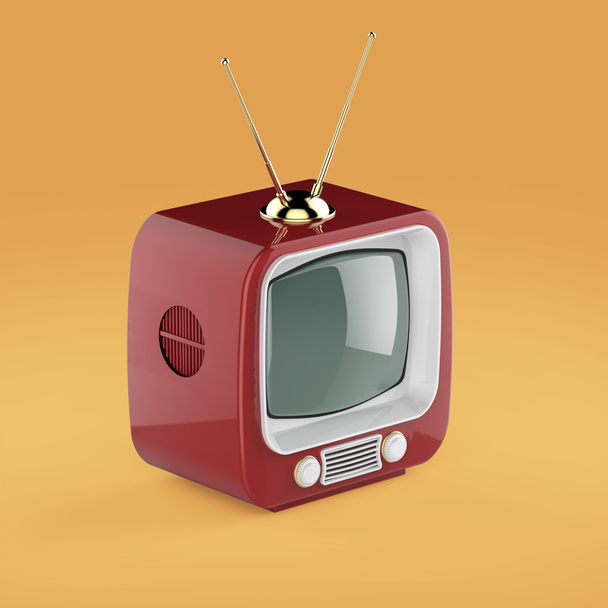 Classic Design Retro TV with bright color plastic shell and blank screen isolated soft shadow render - Photo, Image