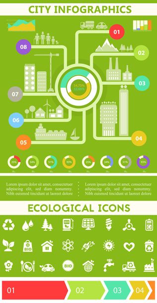 Flat eco city infographics - Διάνυσμα, εικόνα