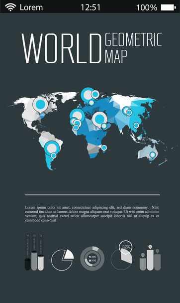 world map and infographics  - Vektori, kuva