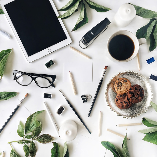 Flat lay composition for bloggers - Photo, Image