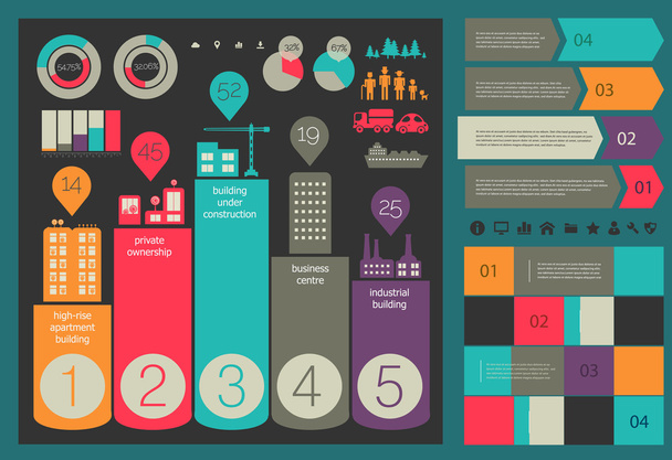 Επίπεδη eco πόλη infographics - Διάνυσμα, εικόνα