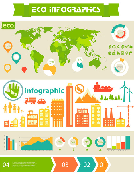 Flat eco city infographics  - Vetor, Imagem