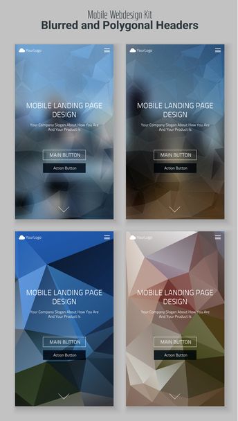 Polygonal Mobile Landing Page Kit - Vector, afbeelding