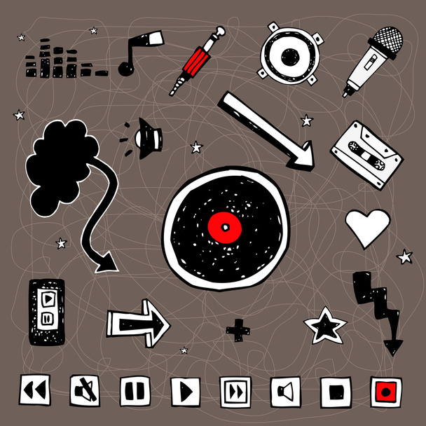 Doodle music symbols - Vector, afbeelding