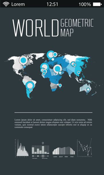 world map and infographics  - Vektori, kuva
