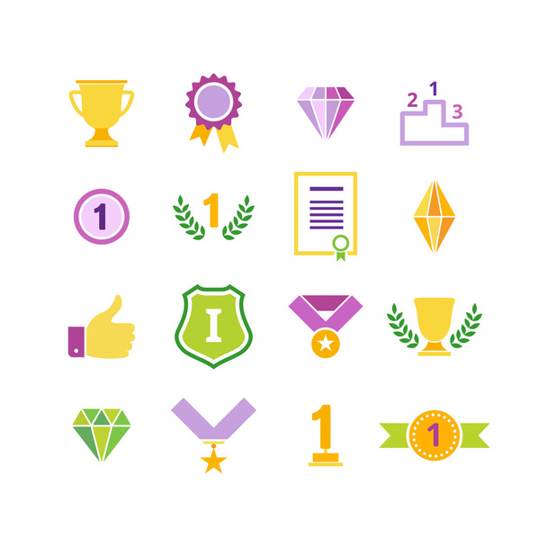 Beautiful Colorful Awards Icons - Vector, Image