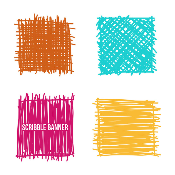 Squares set of Doodle Scribbles
 - Вектор,изображение