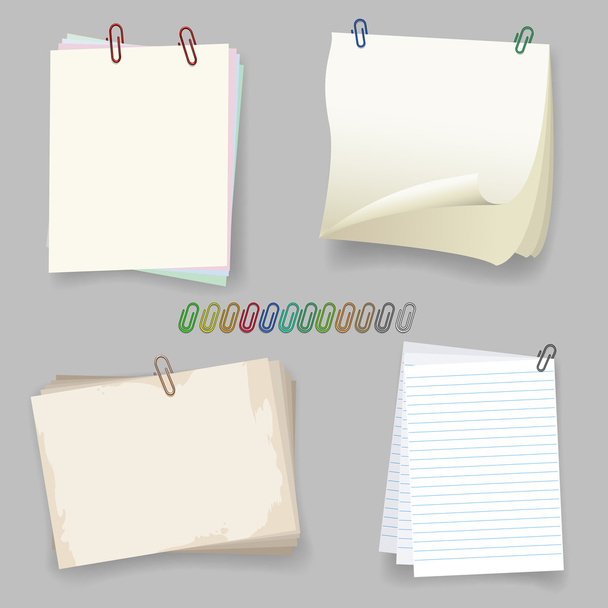 Sheets with paper clip - Vector, Image