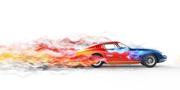 Красочные винтажный автомобиль - цвет скорость дыма следы
 - Фото, изображение