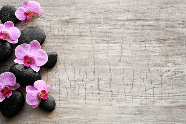Spa stones and orchids  - 写真・画像