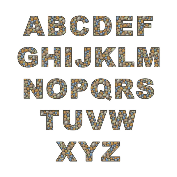 alfabeto de guijarros grandes
 - Vector, imagen