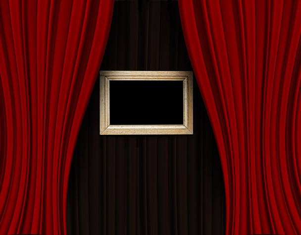 cortinas rojas con marco
 - Foto, imagen