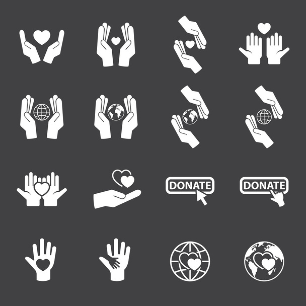 Charity and donate icon set. - Vector, Image
