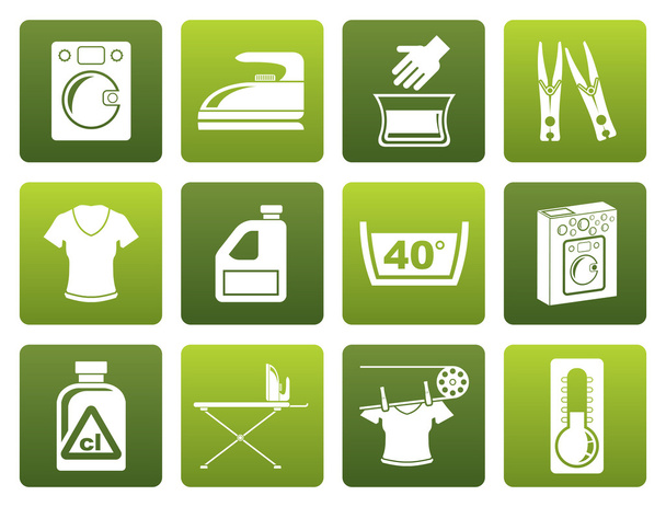 Flat Washing machine and laundry icons  - Vector, Imagen