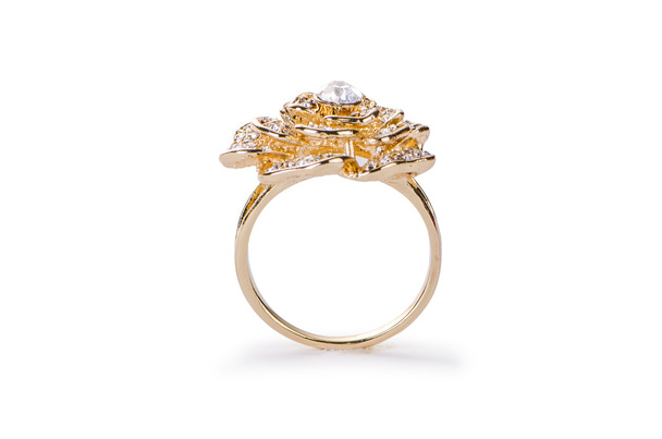 Golden ring isolated on white background - Photo, Image
