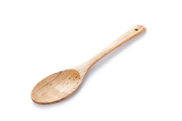 cuchara de madera aislada en blanco - Foto, Imagen