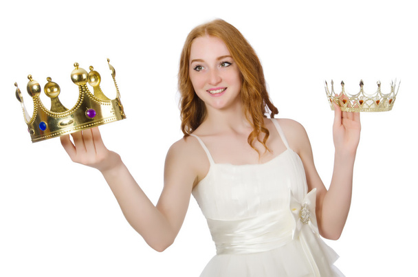Женщина с короной изолированы на белом - Фото, изображение