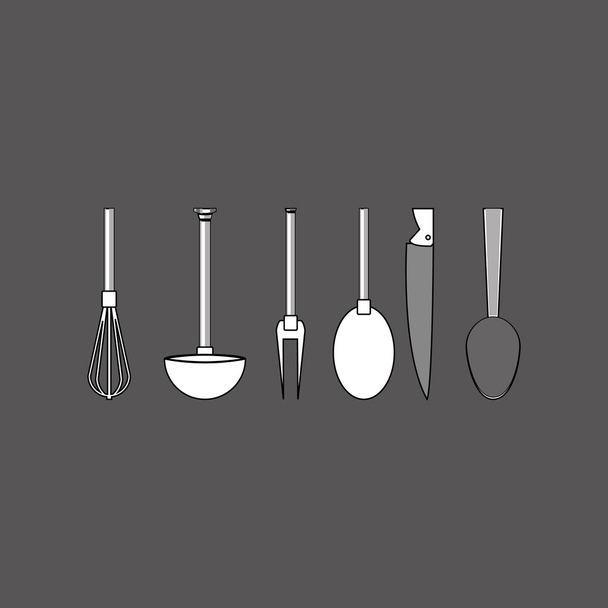 Kitchen design. Supplies icon. White background, vector illustration - Vector, Image