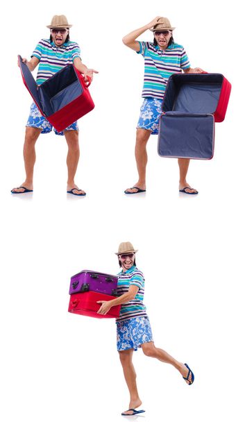 Concepto de vacaciones de viaje con equipaje en blanco - Foto, imagen