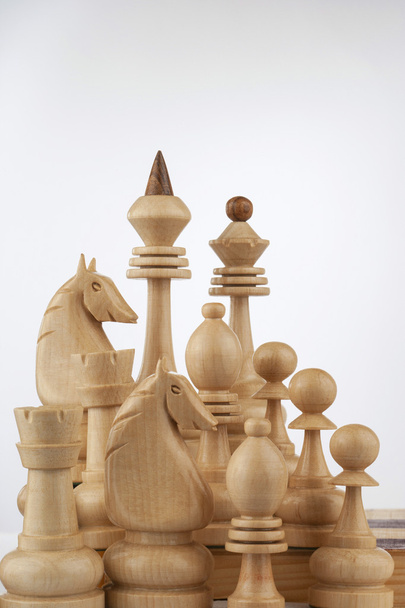 White chess king on white background chess pieces. - Photo, Image