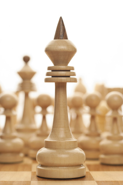 White chess king on white background chess pieces. - Photo, Image