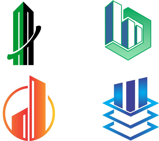 akcií logo mrakodrapy ikony - Vektor, obrázek