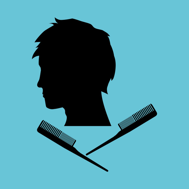 Hair salon design. Hairdressing icon. , vector silhouette style , vector - Vector, Image