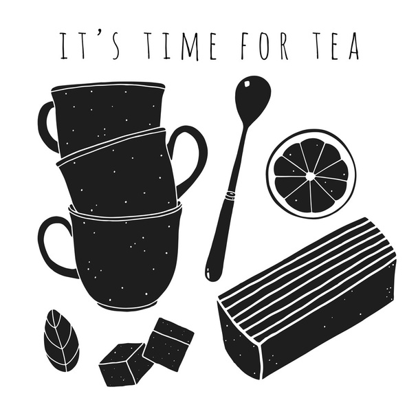 Набор для чая
 - Вектор,изображение